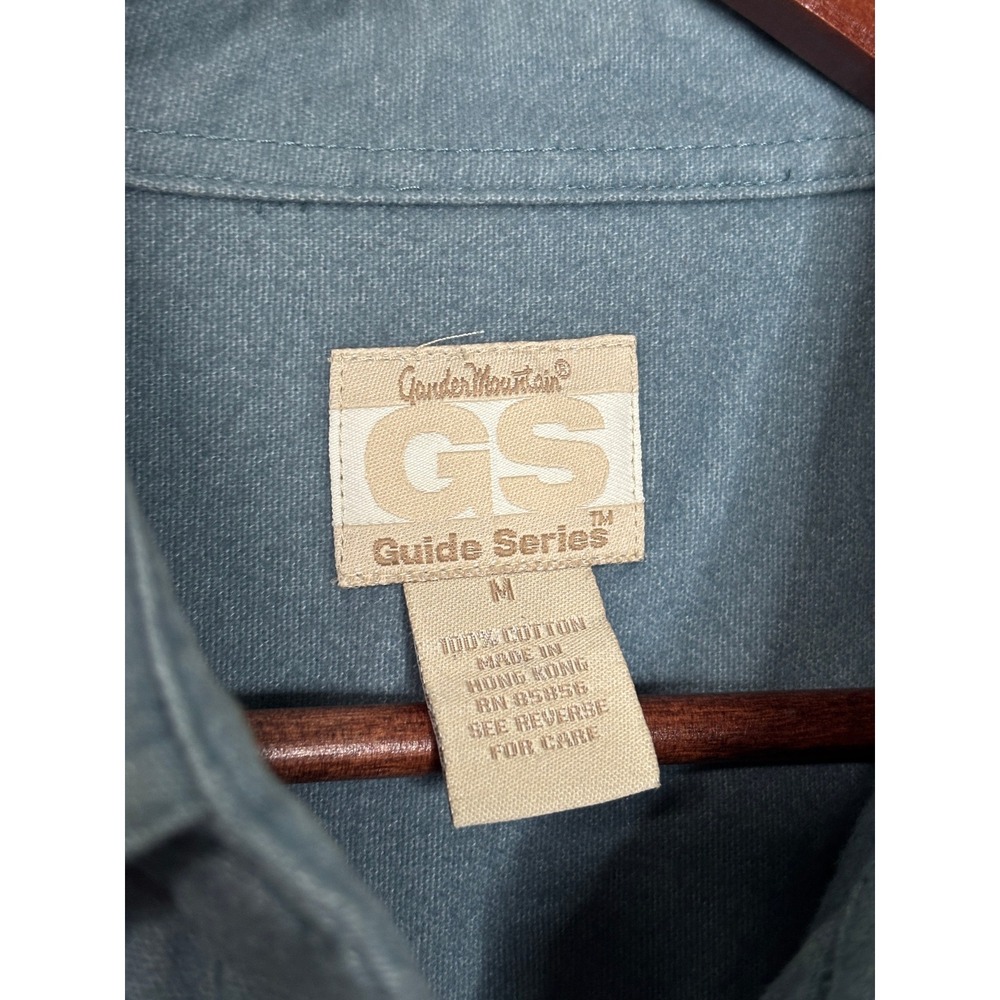 Gander Mountain Guide Series Women Blue Gray Cotton Button Down Utility Shirt M - Picture 3 of 6